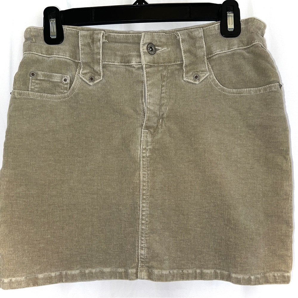 Soft Corduroy Beige Mini Skirt - Size 7
